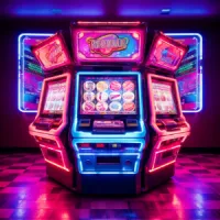 Square image of retro slot machines